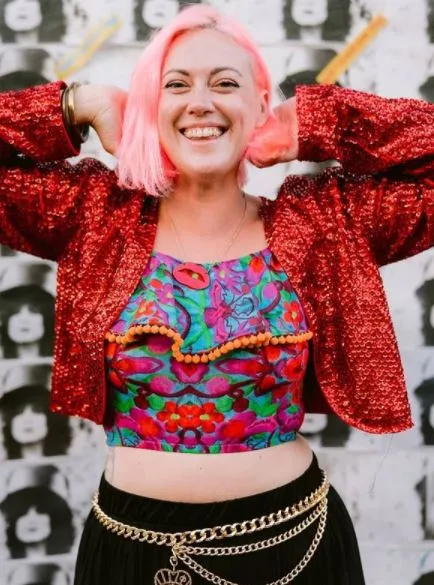 Off-The-Shoulder Pom Pom Frill Crop Top in Folklorico