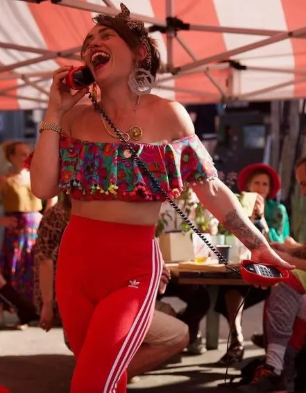 Off-The-Shoulder Pom Pom Frill Crop Top in Folklorico