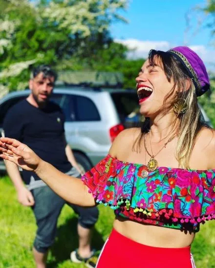 Off-The-Shoulder Pom Pom Frill Crop Top in Folklorico