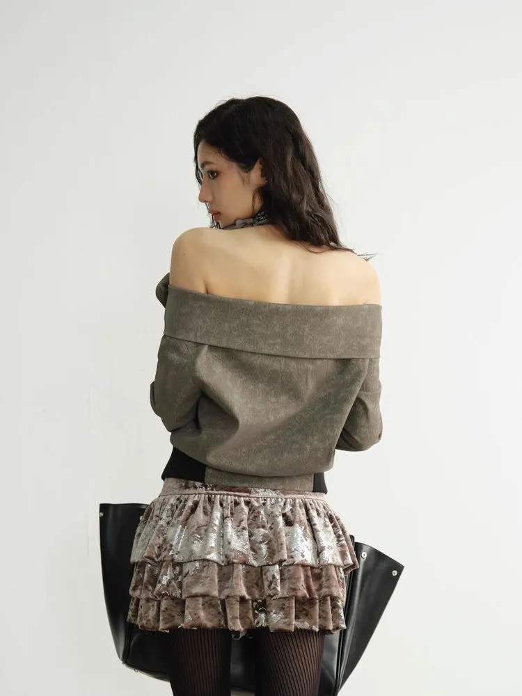 Off-the-shoulder short jacket【s0000010928】