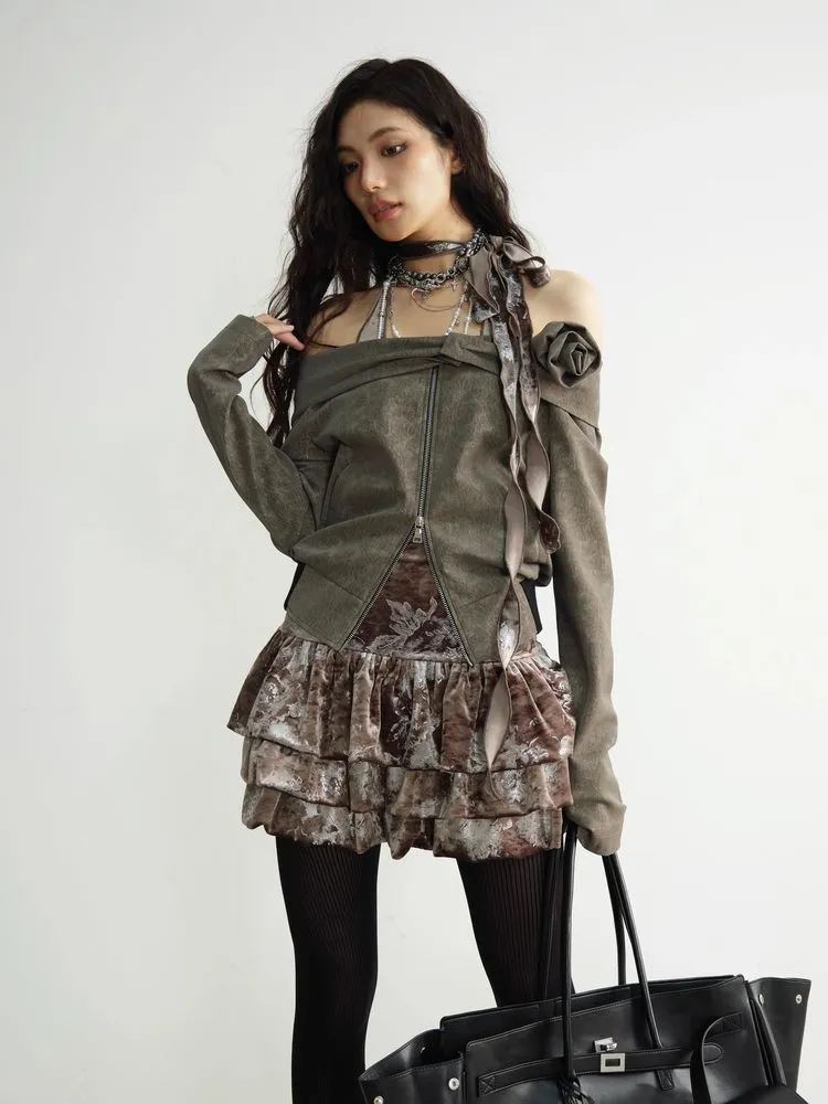 Off-the-shoulder short jacket【s0000010928】