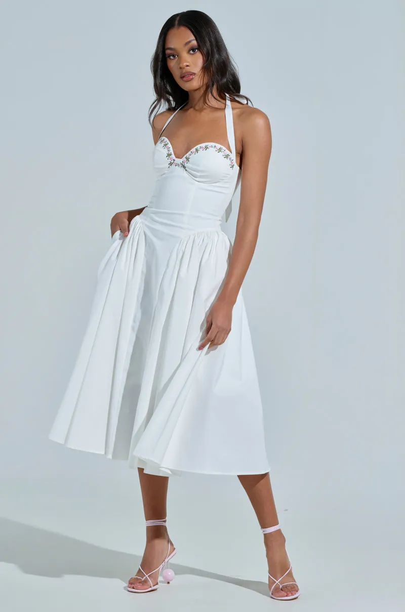 OFF TO BRUNCH POPLIN MIDI DRESS
