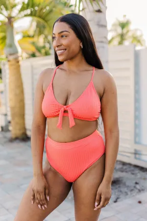 Off To The Ocean Triangle Bikini Top- Tomato