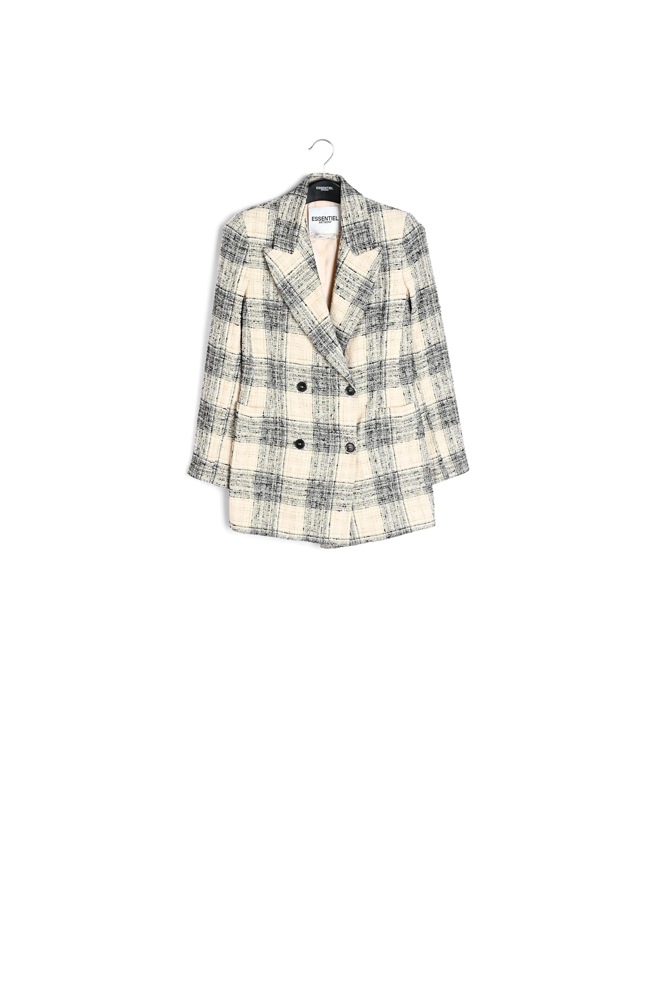 Off-white oversized checked tweed blazer