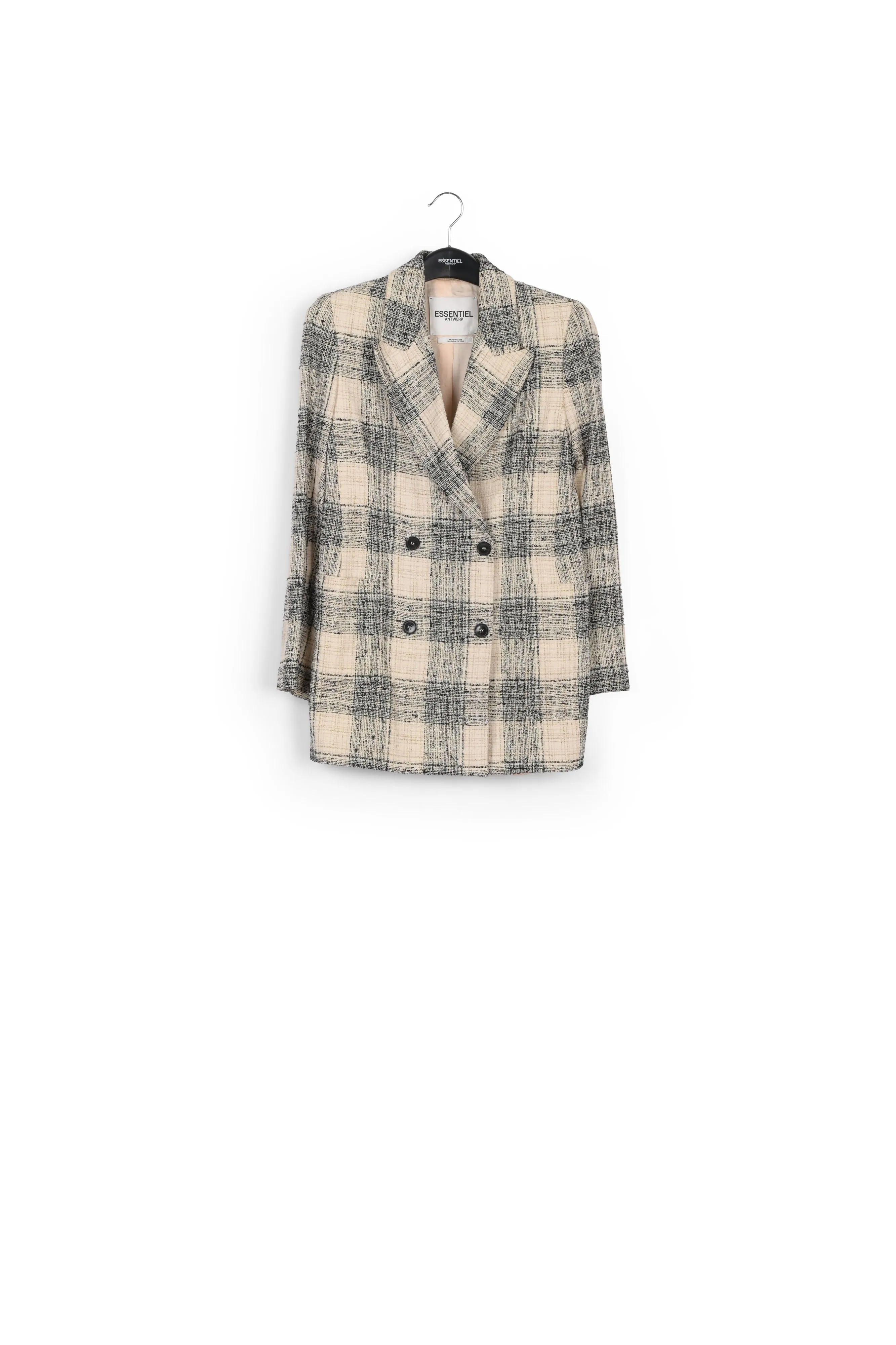 Off-white oversized checked tweed blazer
