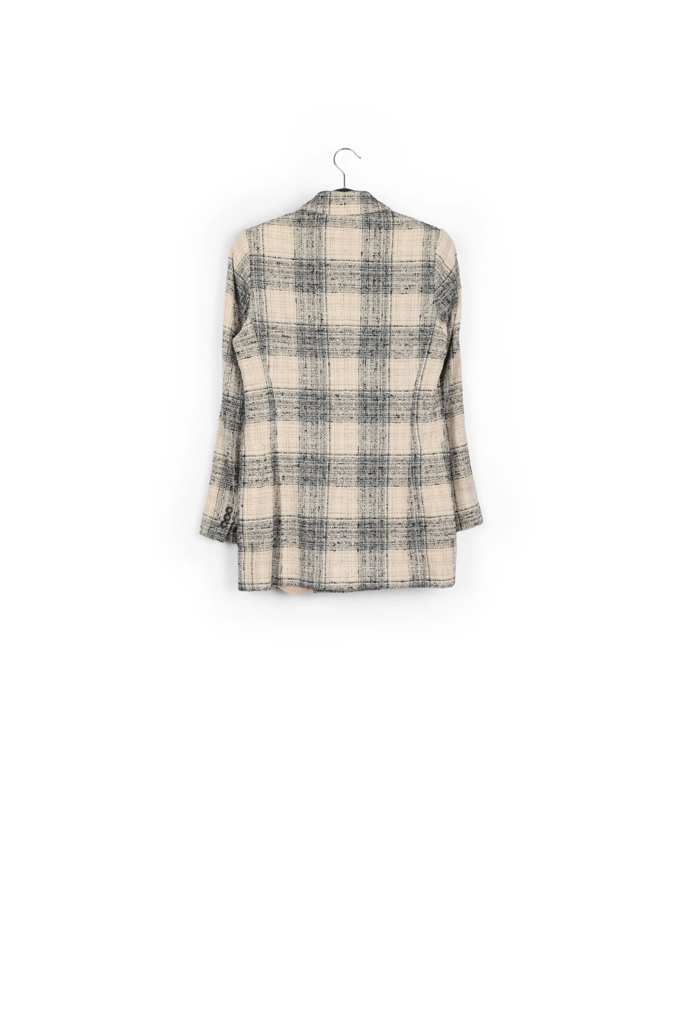 Off-white oversized checked tweed blazer