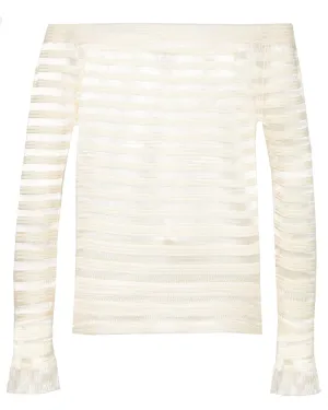 Off White Slinky Ladder Off The Shoulder Top
