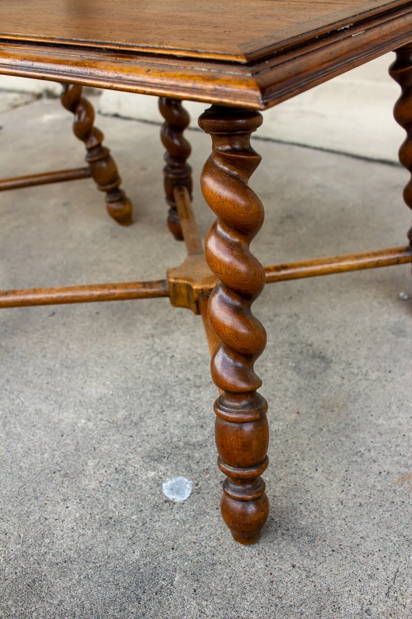 Pair of French Wood Jacobean Style Barley Twist Leg Side Tables, circa 1900