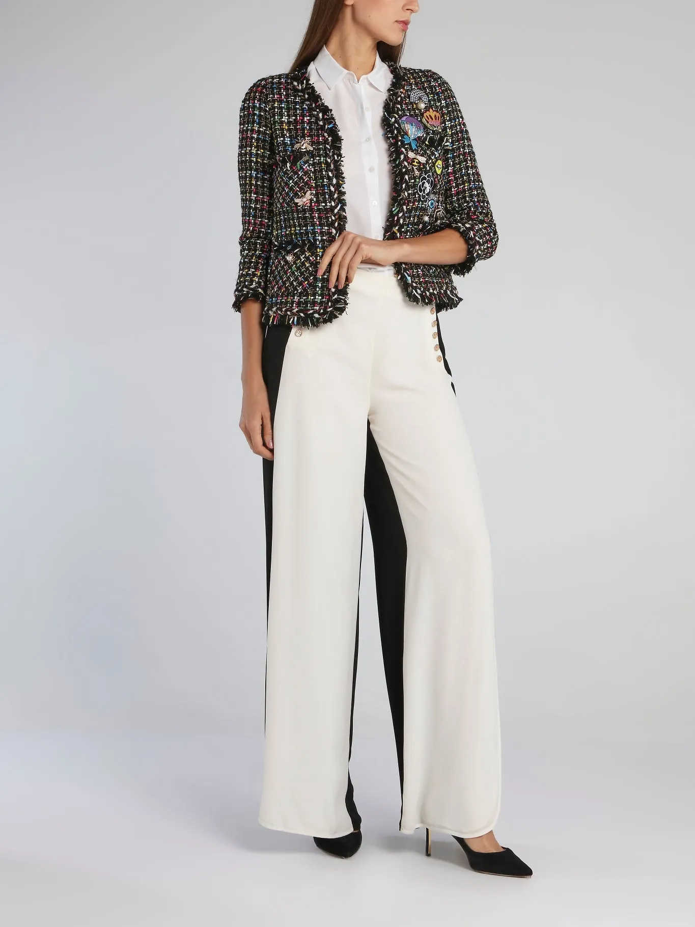 Patched Frayed Tweed Jacket