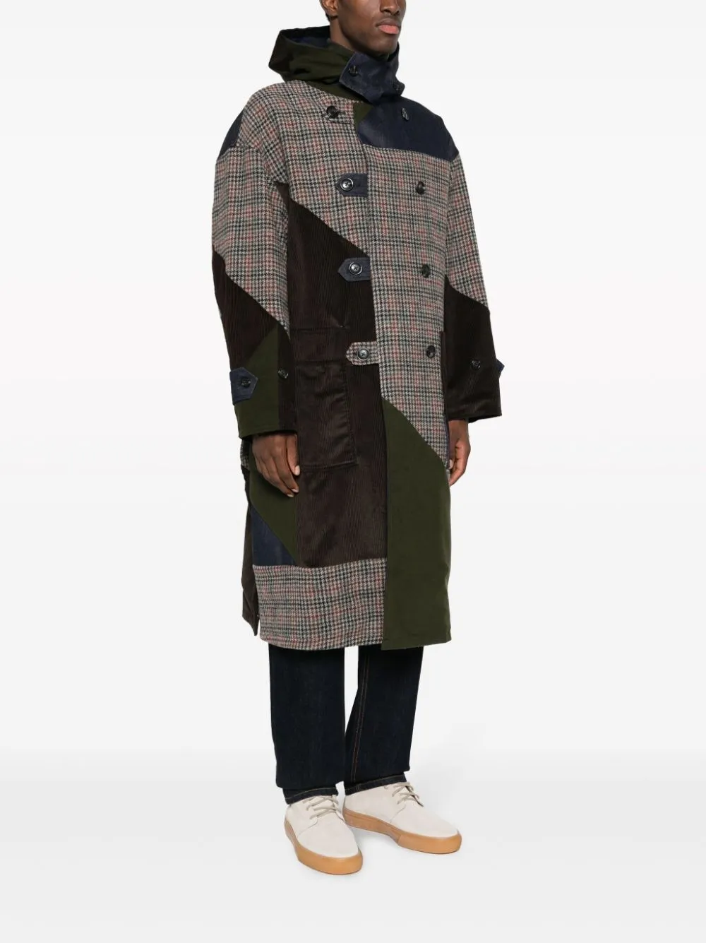 Patchwork duffle coat