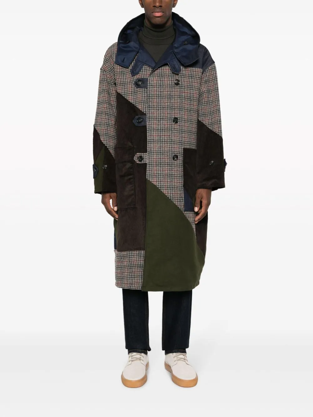 Patchwork duffle coat