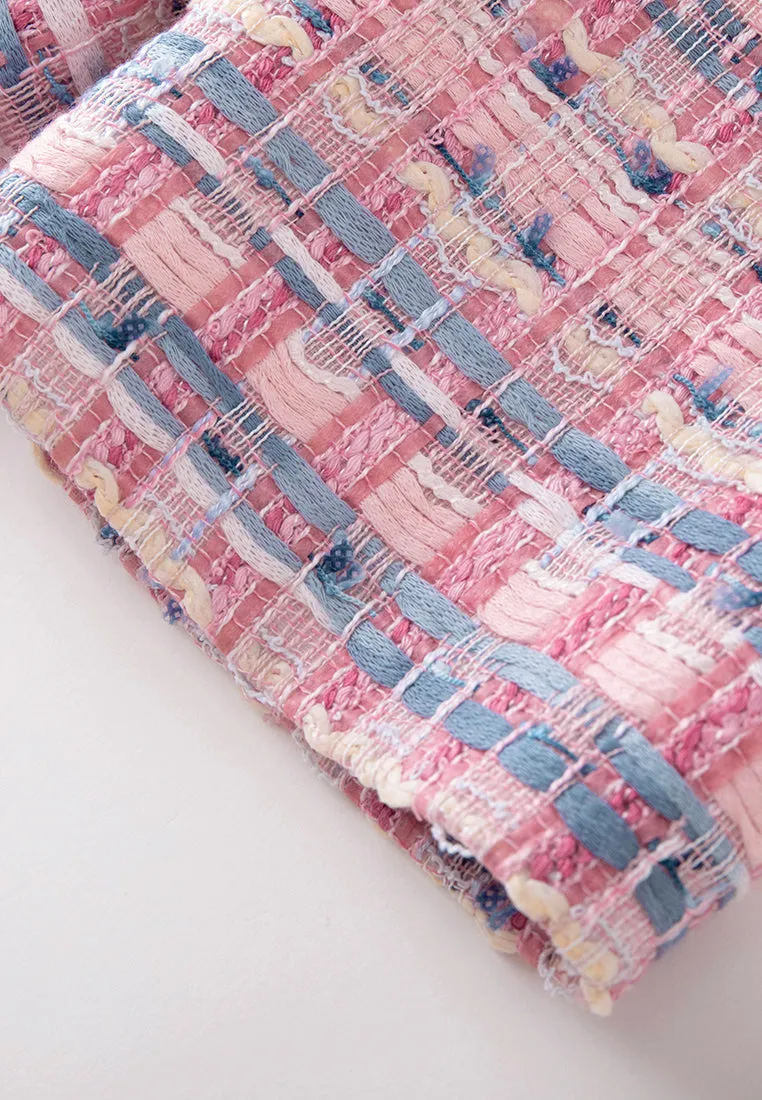 Patchwork Lace-detail Mixed-tweed Cropped Top