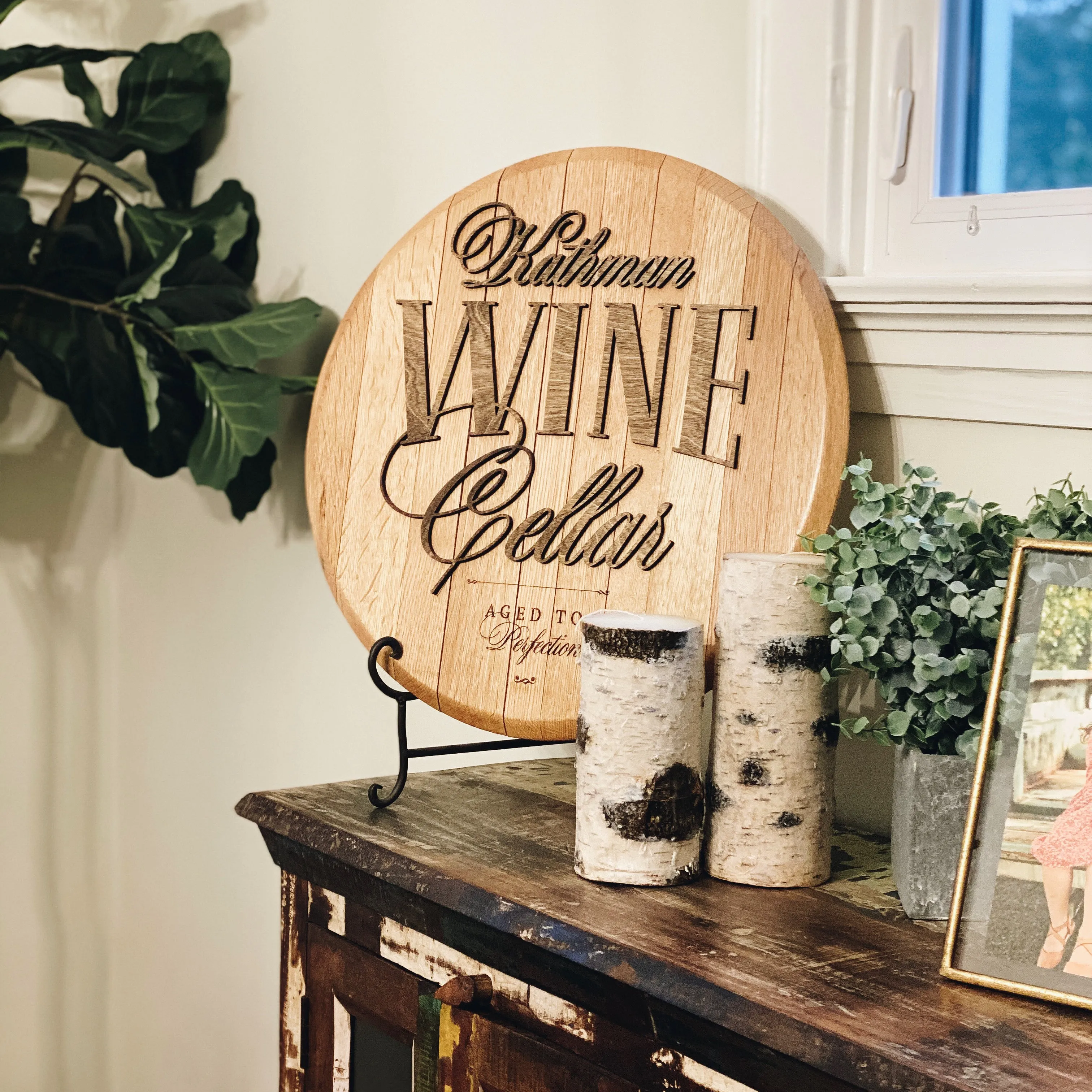 Personalized Wine Bar or Cellar Barrel Head