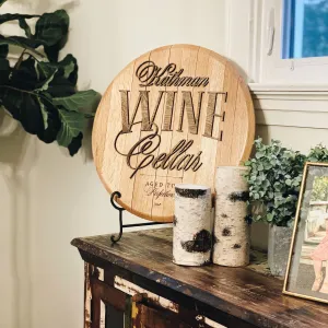 Personalized Wine Bar or Cellar Barrel Head