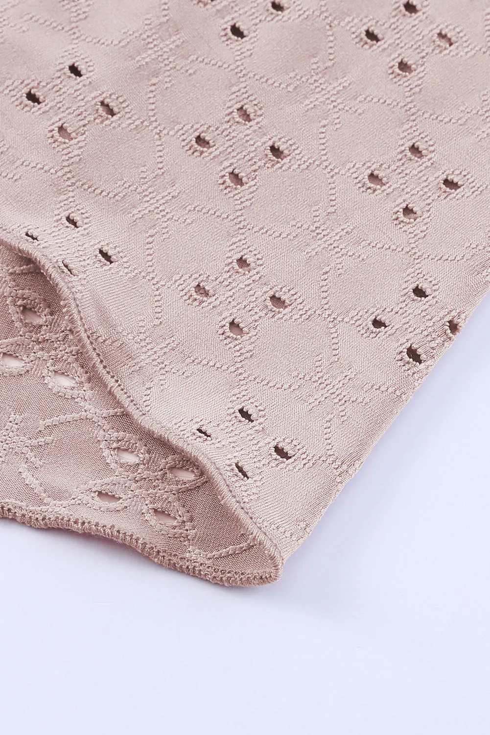 Plus Size Eyelet Pattern Ruffle Sleeve Babydoll Top