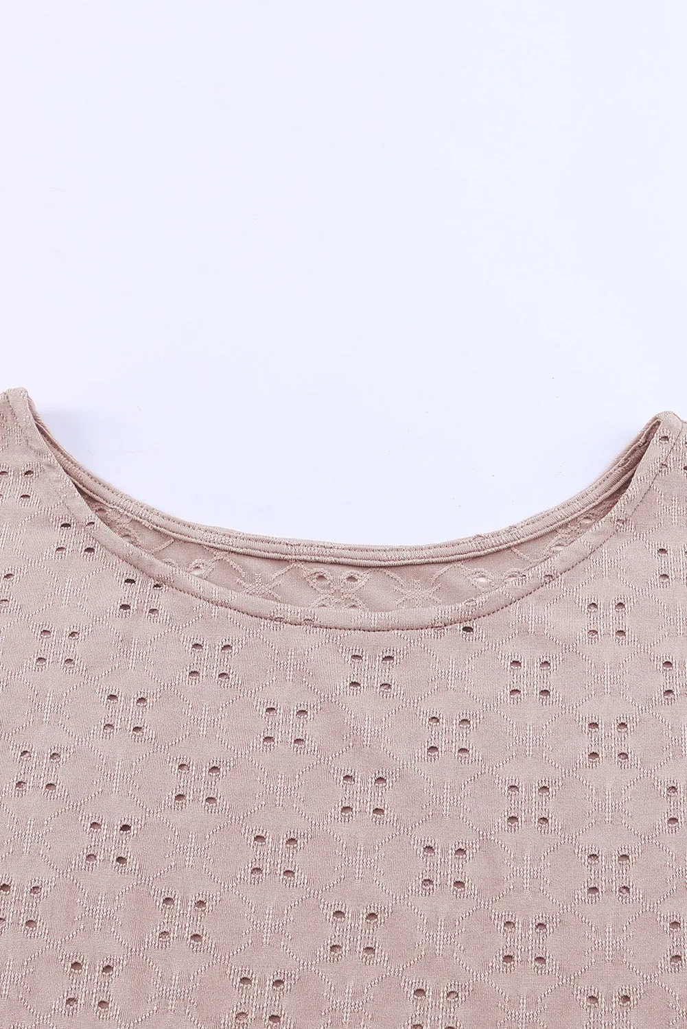 Plus Size Eyelet Pattern Ruffle Sleeve Babydoll Top