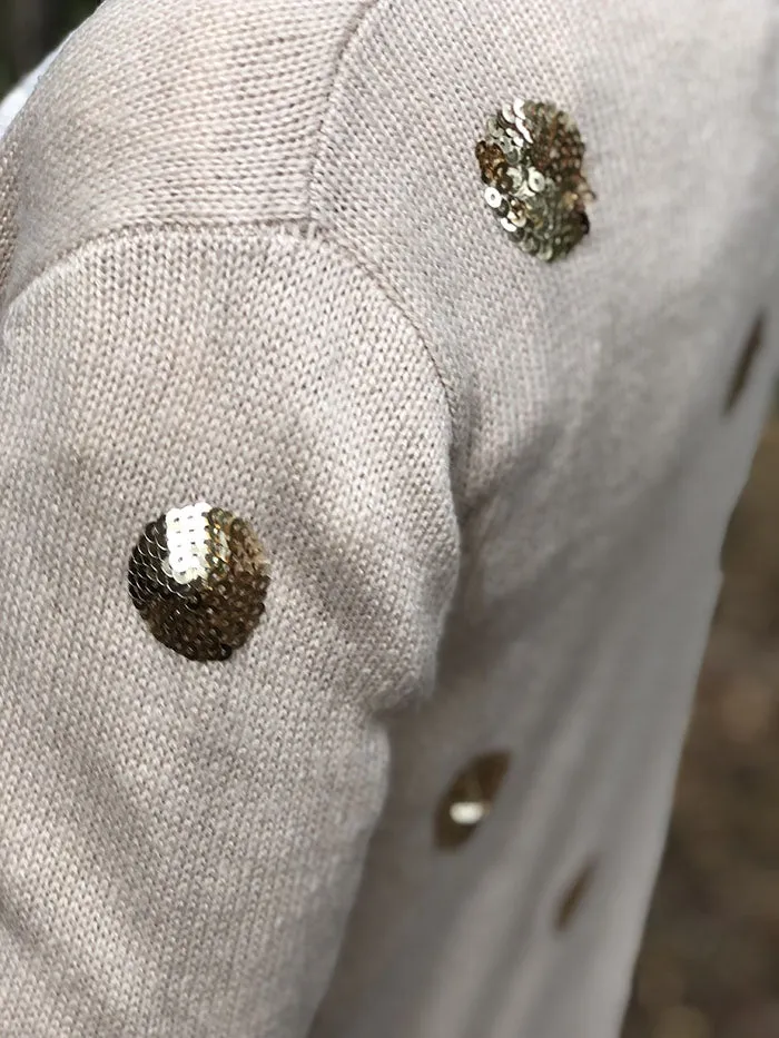 Polka Dot Sequin Cardi - Blush