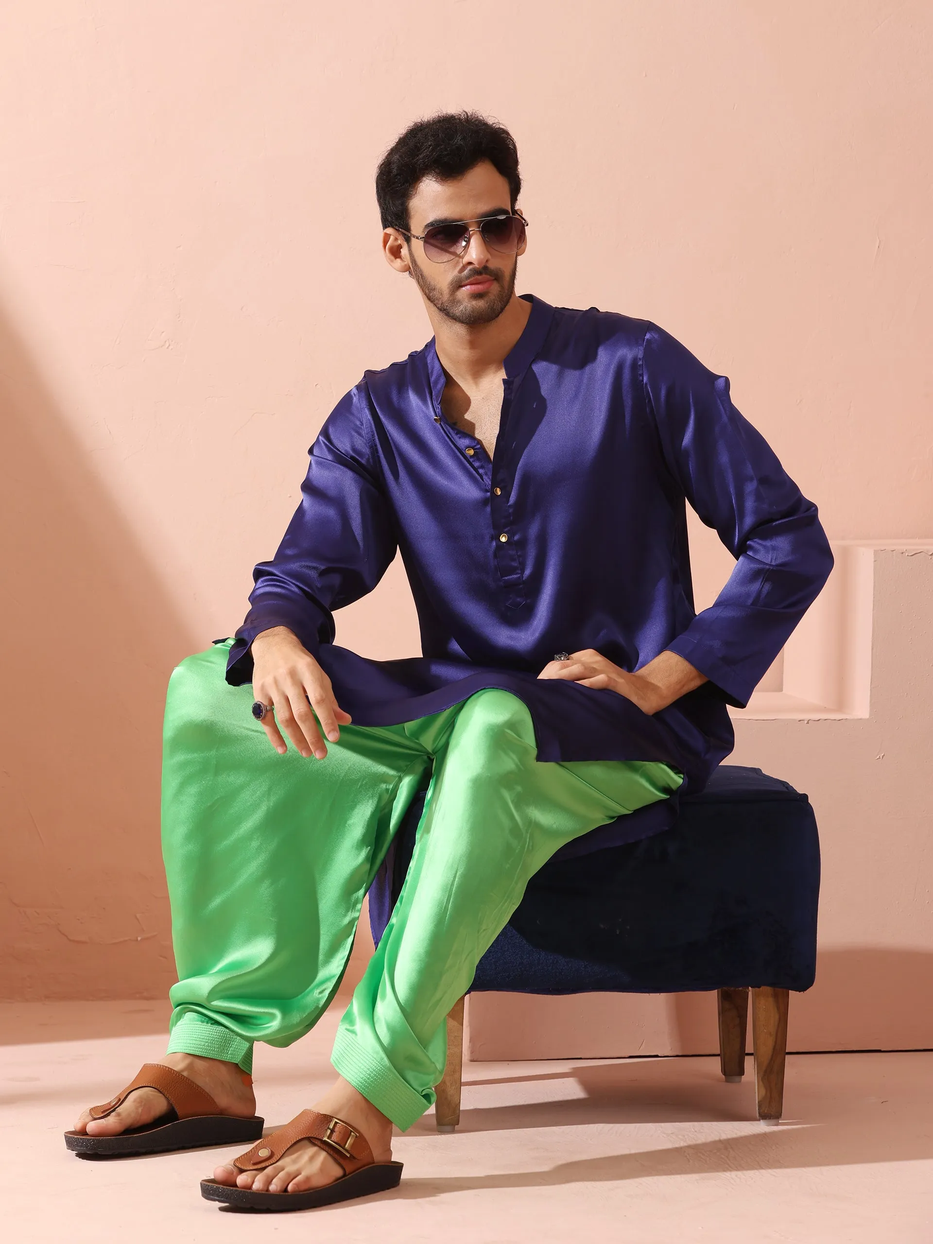 Pop Green Satin Dhoti
