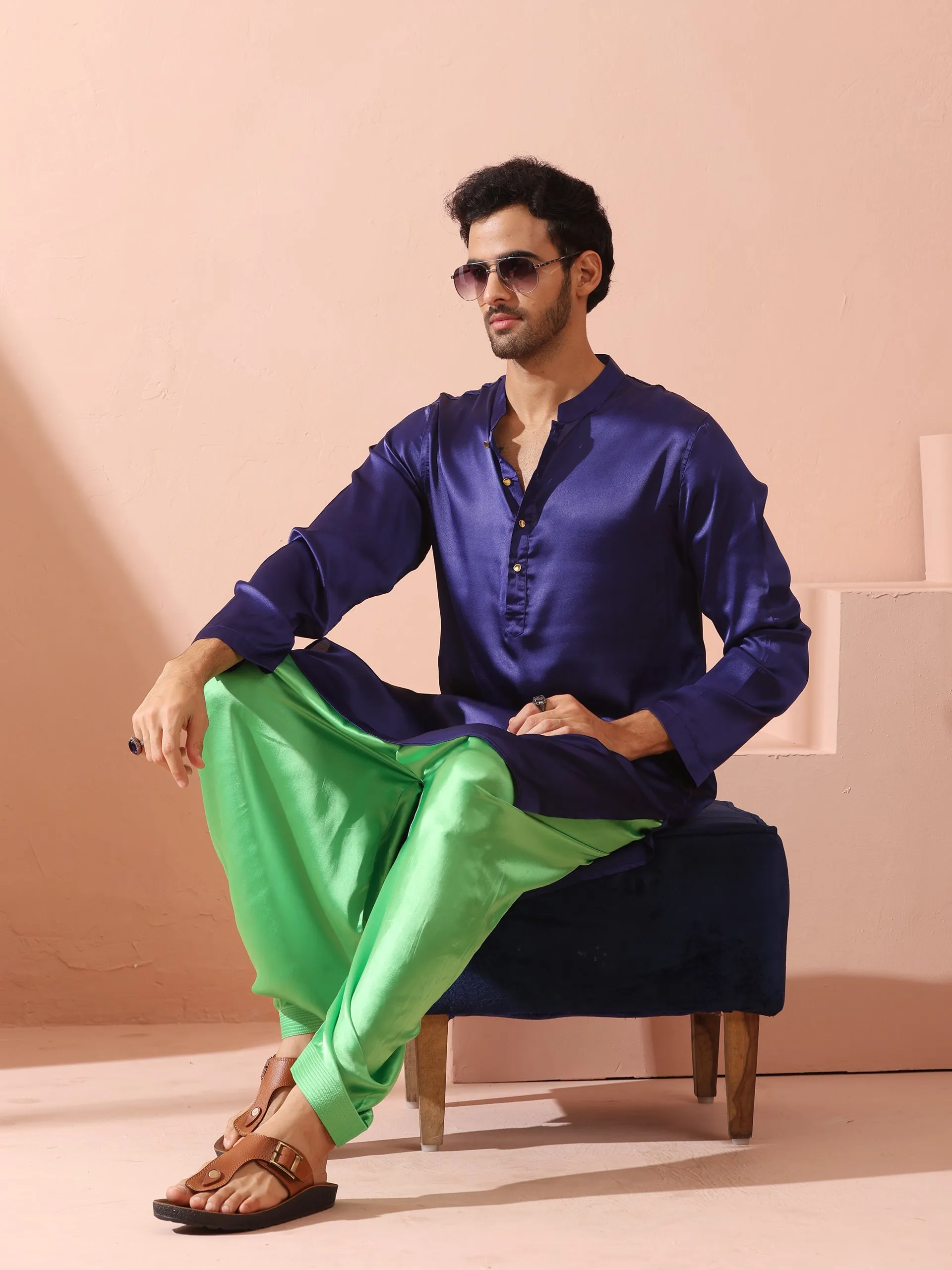 Pop Green Satin Dhoti