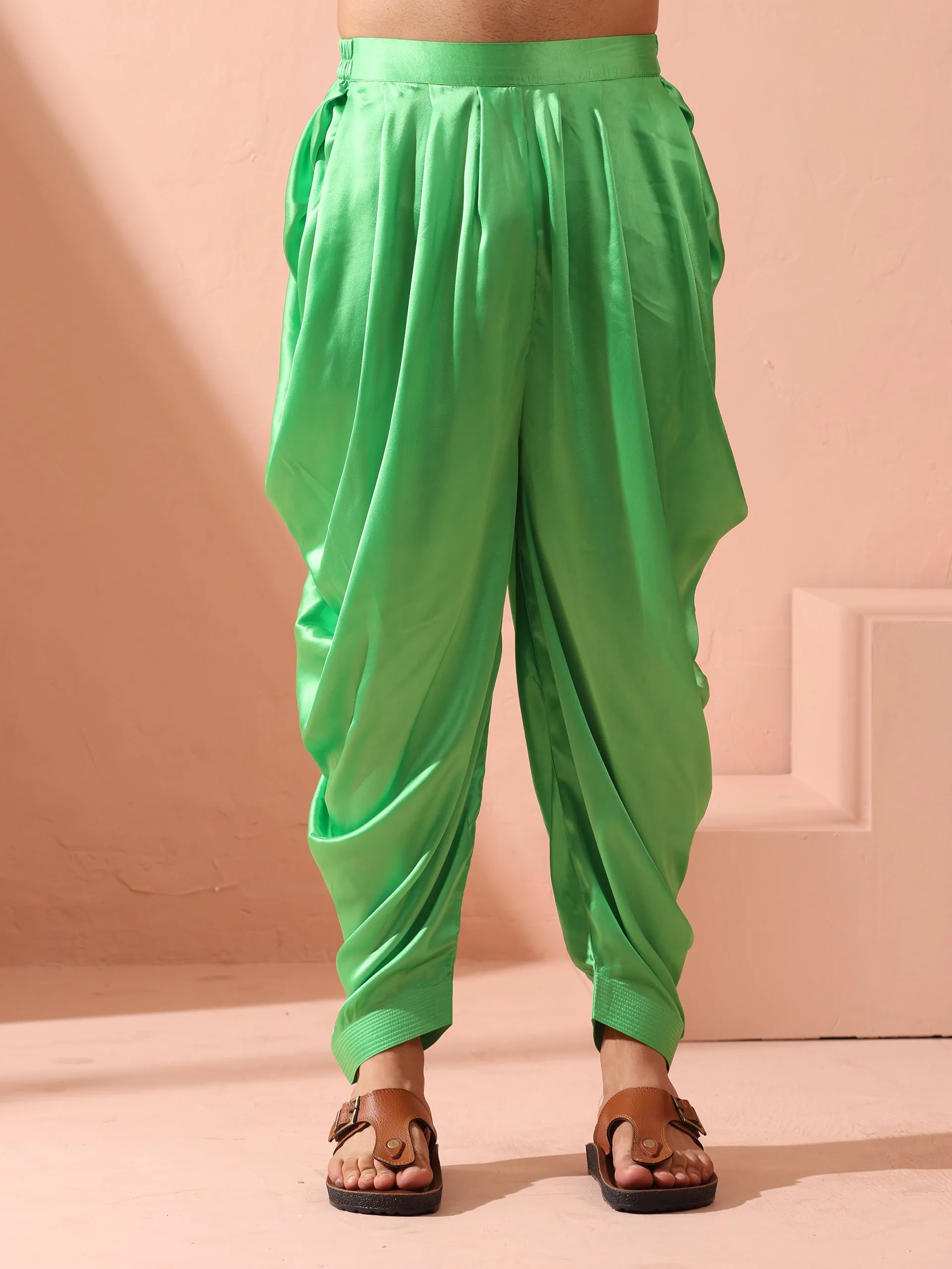 Pop Green Satin Dhoti