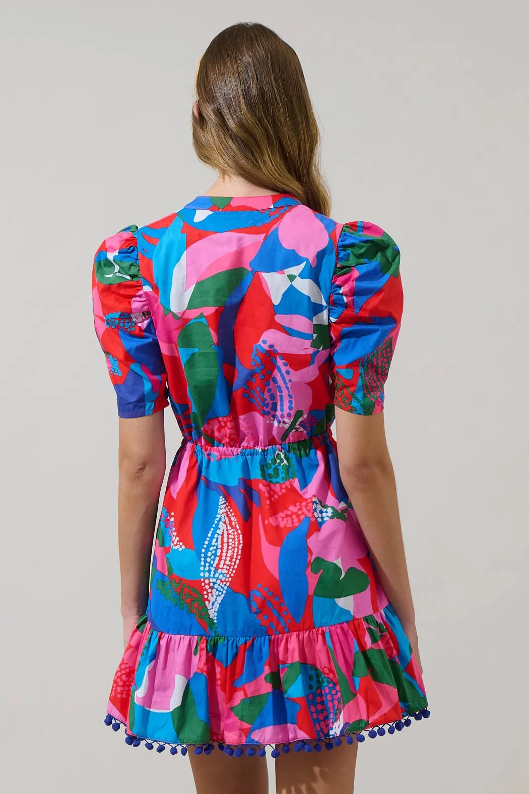 *PREORDER* Floral Gerica Shift Mini Dress: Pink, Blue & Green