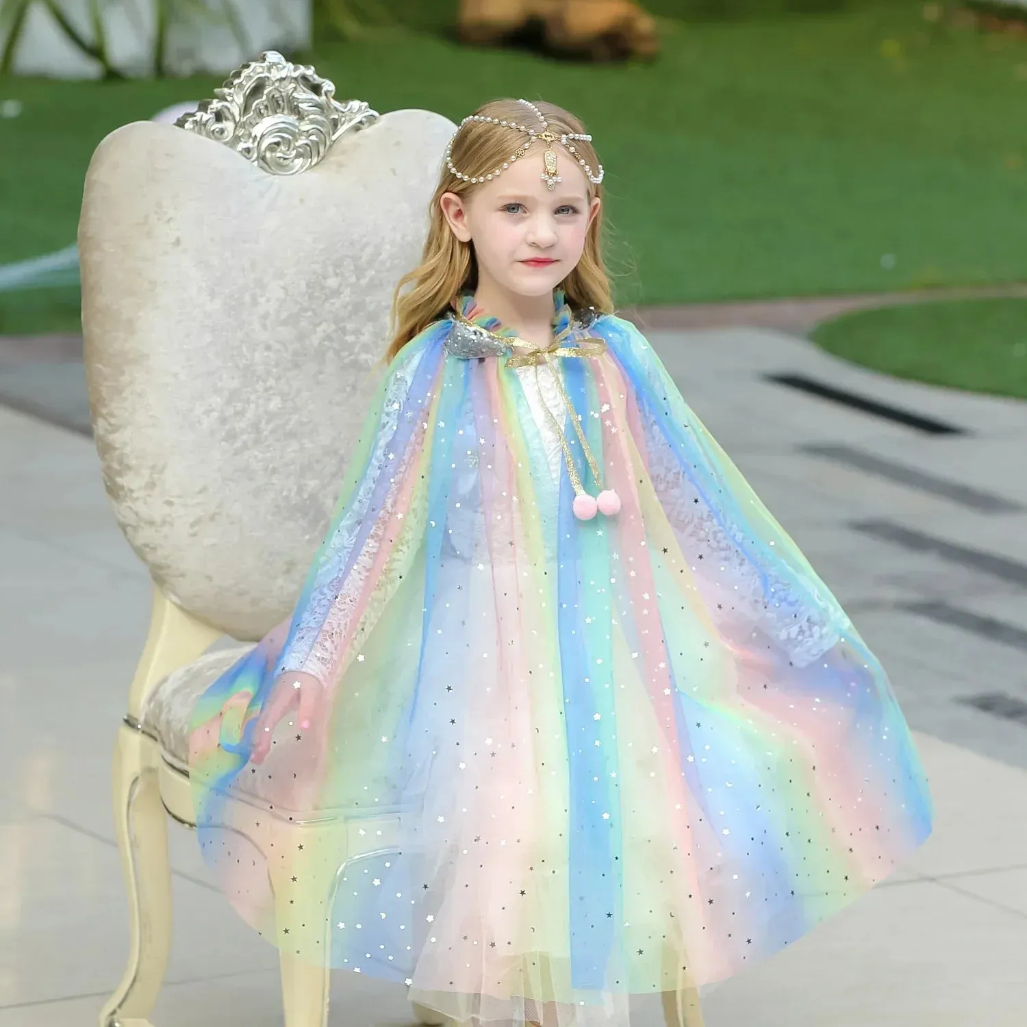 Princess Robe Rainbow Kids Princess Cloak For Girl Princess Cape Cloak Fairy Cape Cloak Anna  Clothes