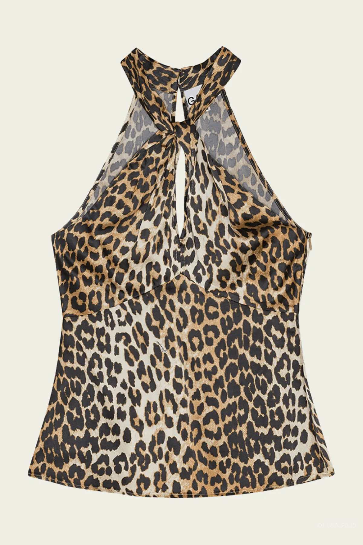 Printed Satin Top in Leopard