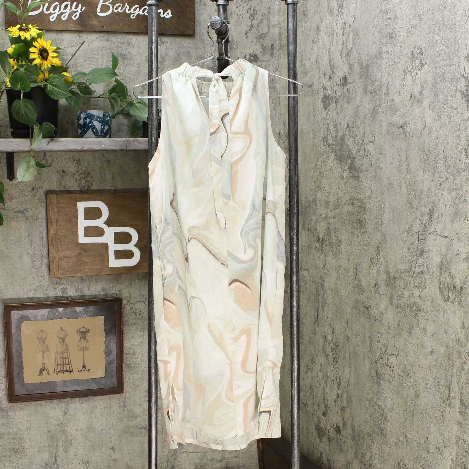 Prologue Women's Marble Print Knee Length Sleeveless Dress