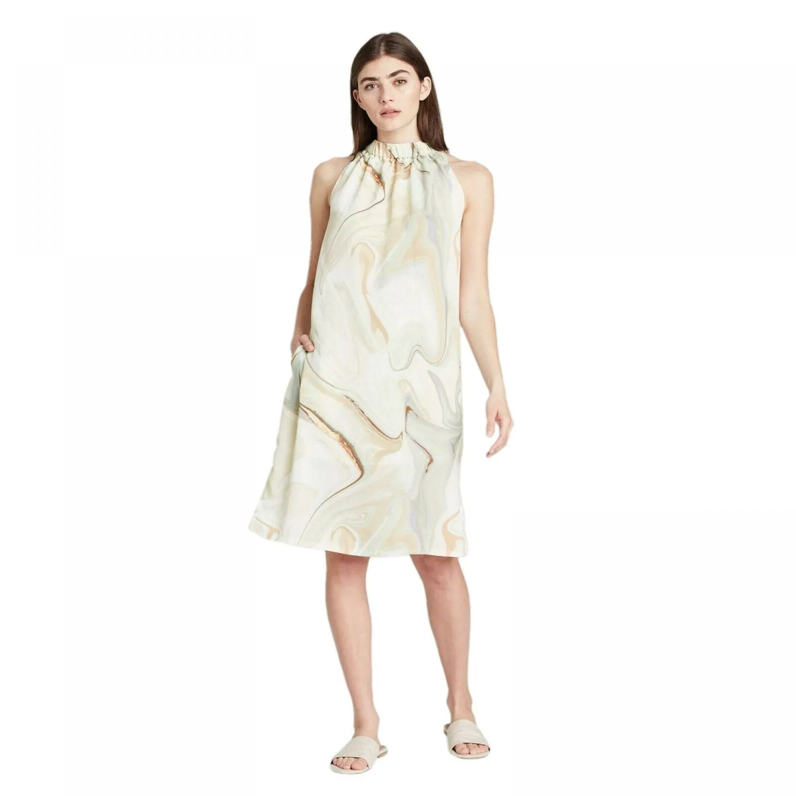 Prologue Women's Marble Print Knee Length Sleeveless Dress