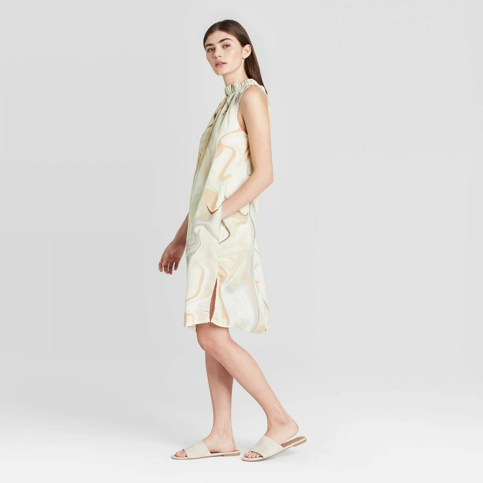 Prologue Women's Marble Print Knee Length Sleeveless Dress