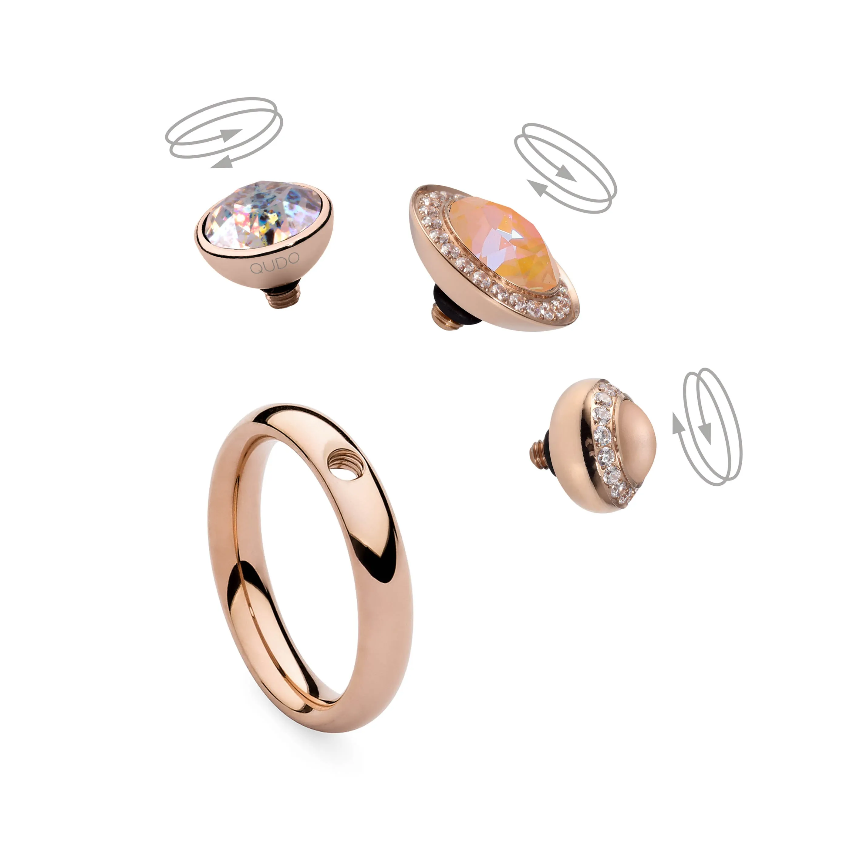 Qudo Tondo Deluxe (dark setting) 13mm Rose Gold Topper - Provence Lavender