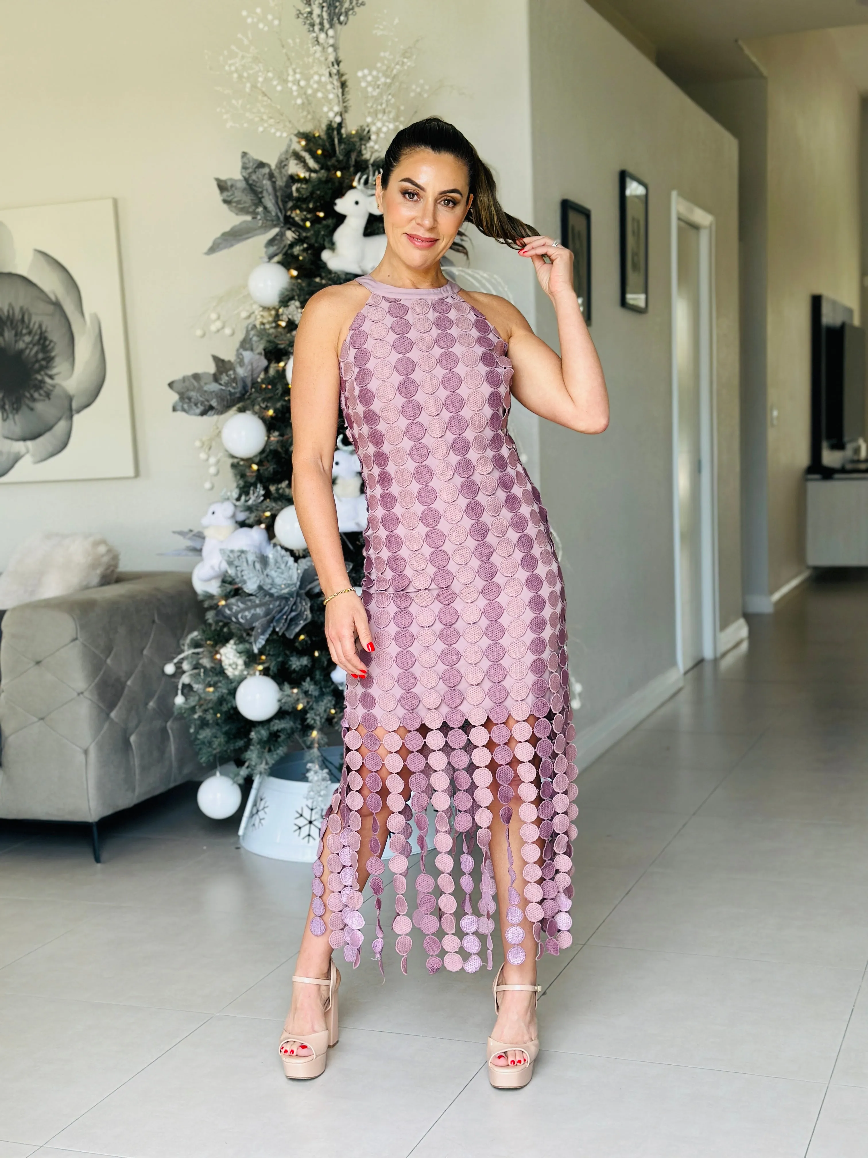 "Caroline" Halter Neck Midi Dress