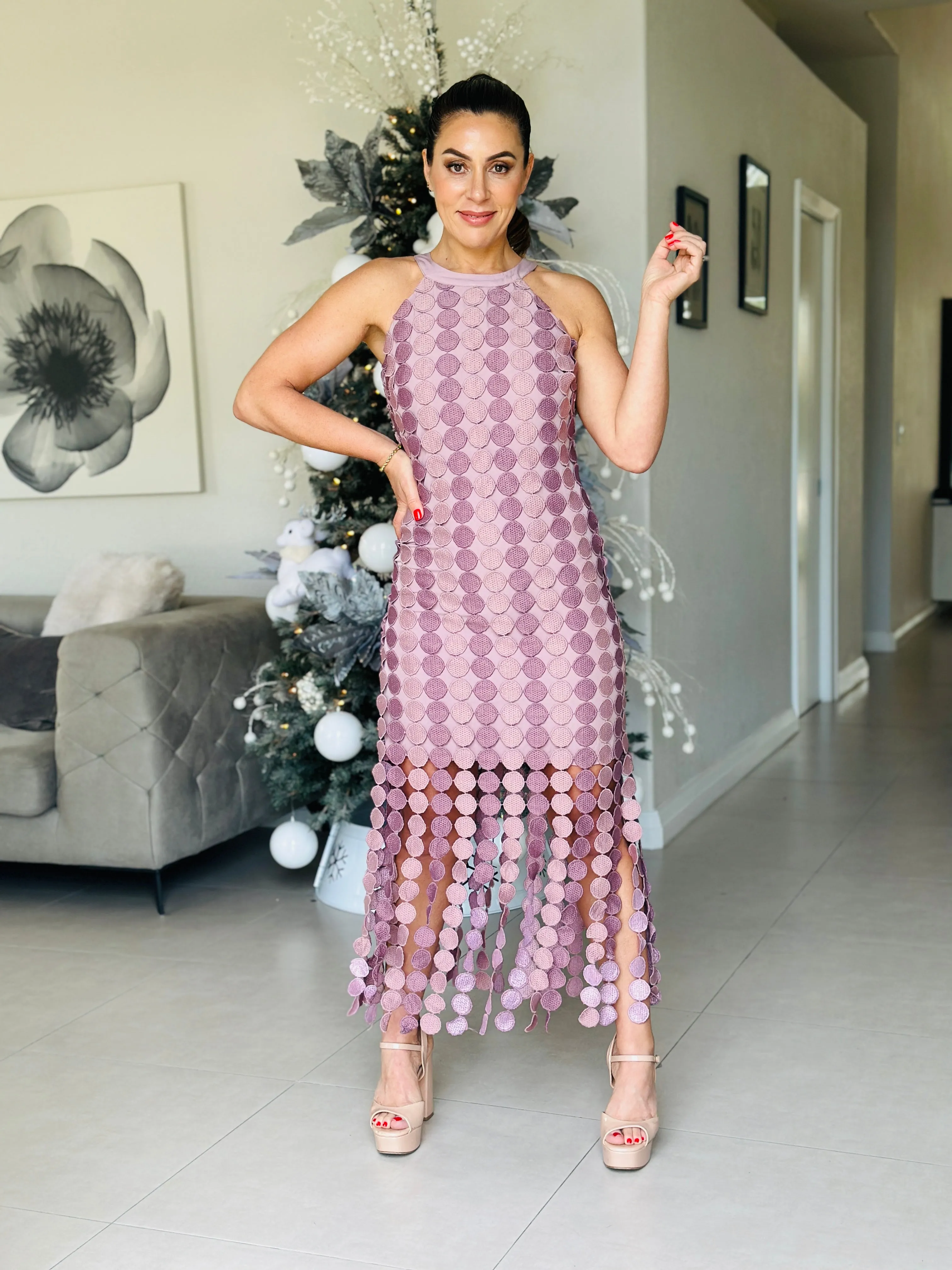 "Caroline" Halter Neck Midi Dress