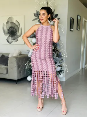 "Caroline" Halter Neck Midi Dress