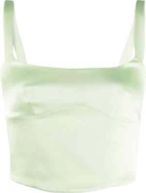 raquette Mint Green Satin Button-up Sleeveless Top UK XS