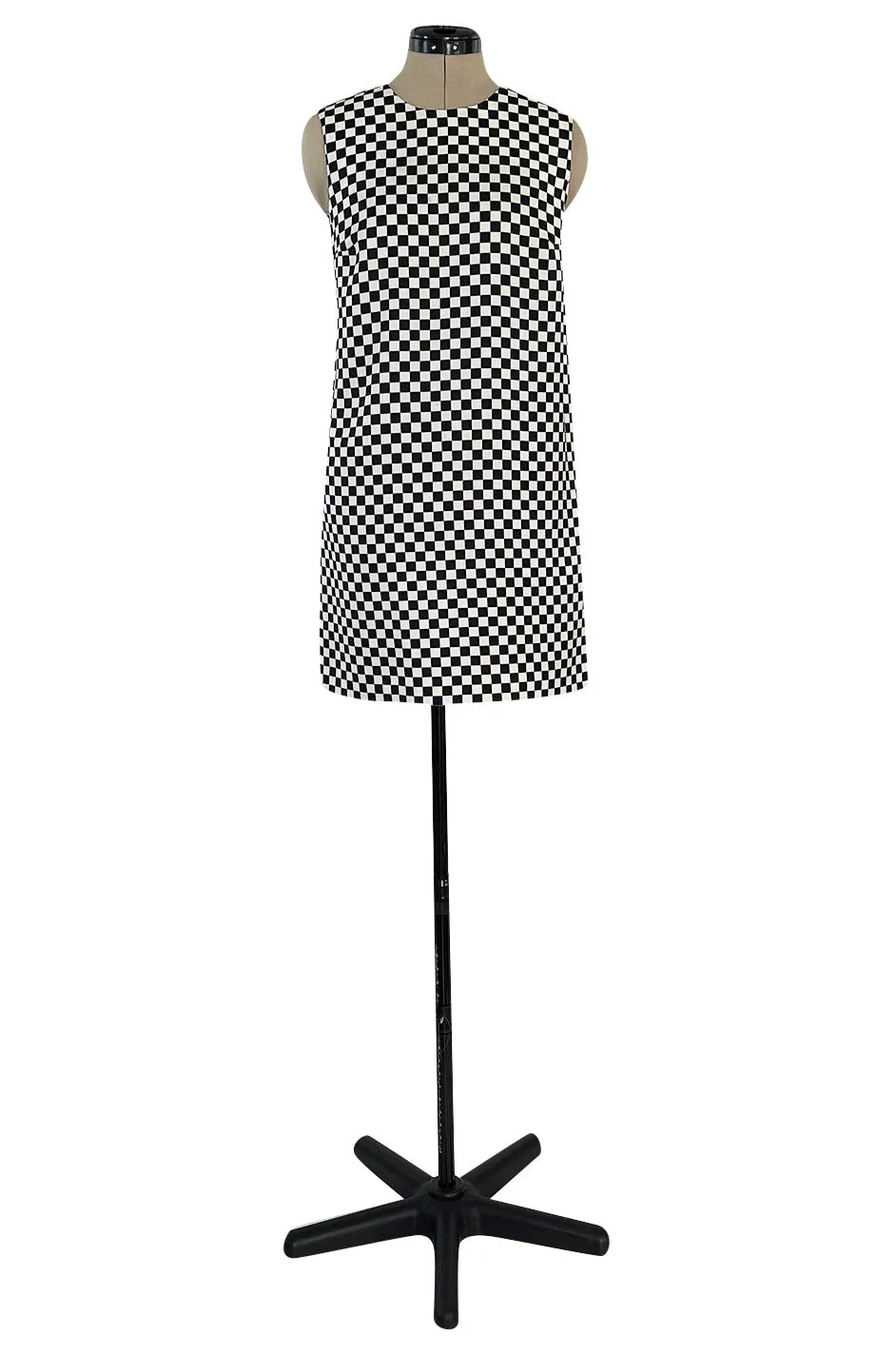 Rare Fall 1995 Gianni Versace Runway & Ad Campaign Black & White Check Shift Dress