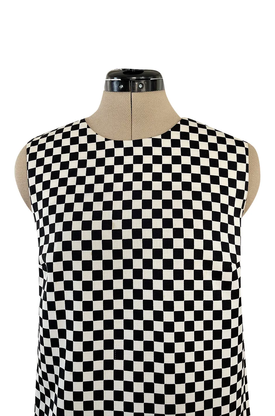 Rare Fall 1995 Gianni Versace Runway & Ad Campaign Black & White Check Shift Dress
