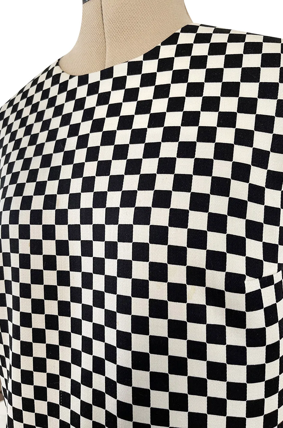 Rare Fall 1995 Gianni Versace Runway & Ad Campaign Black & White Check Shift Dress