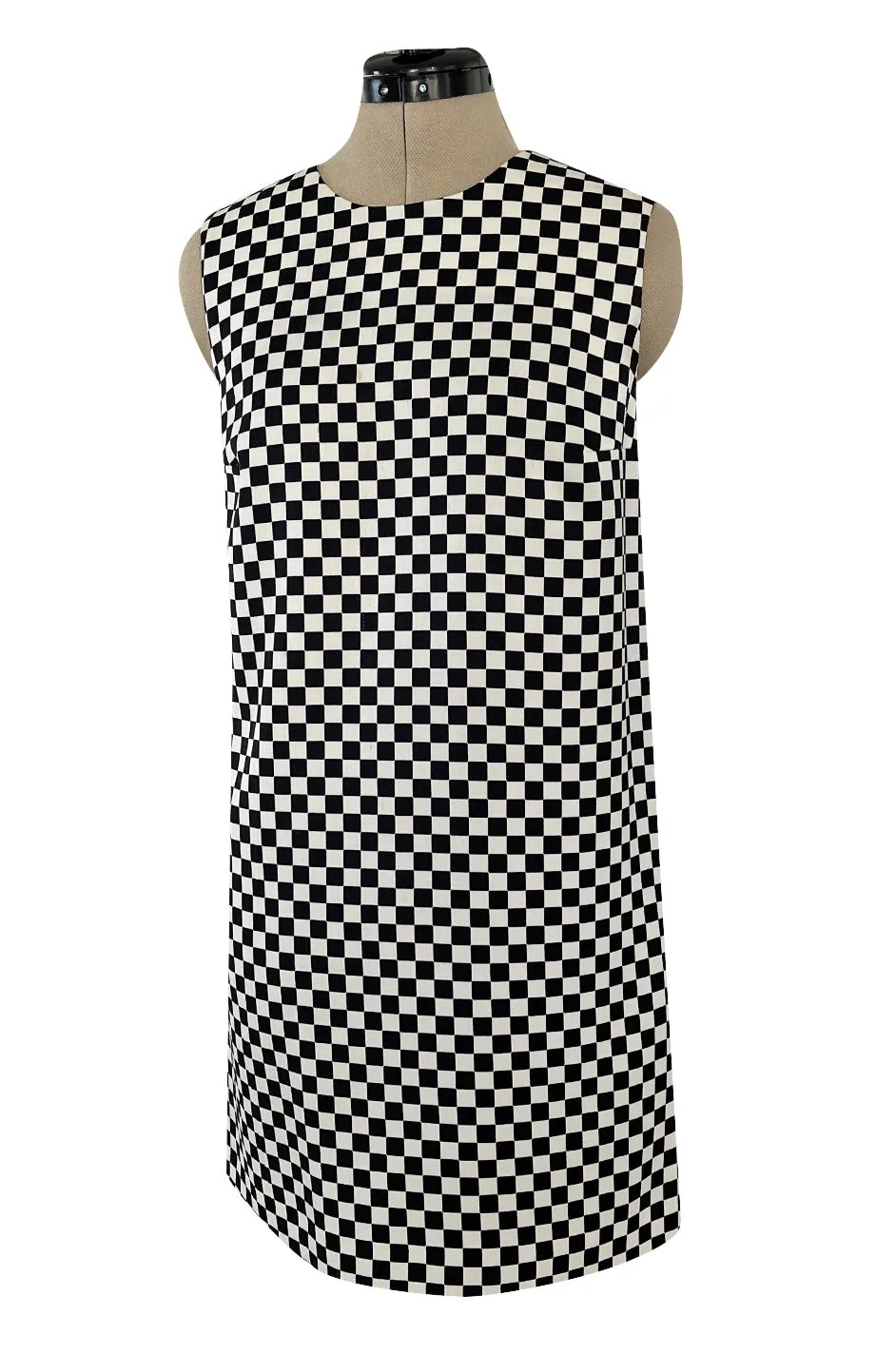 Rare Fall 1995 Gianni Versace Runway & Ad Campaign Black & White Check Shift Dress