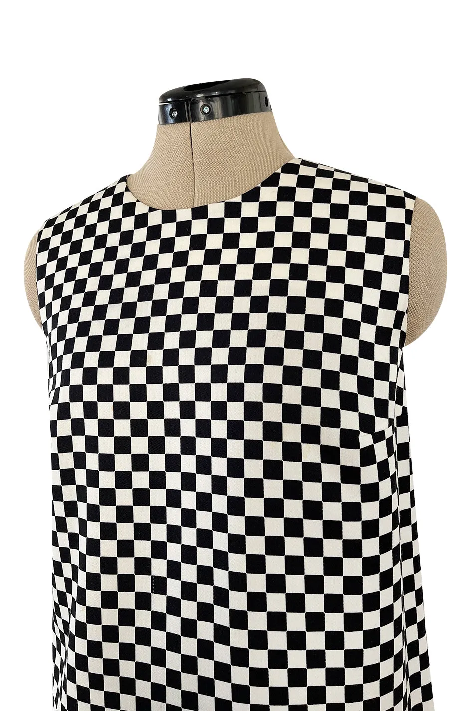 Rare Fall 1995 Gianni Versace Runway & Ad Campaign Black & White Check Shift Dress