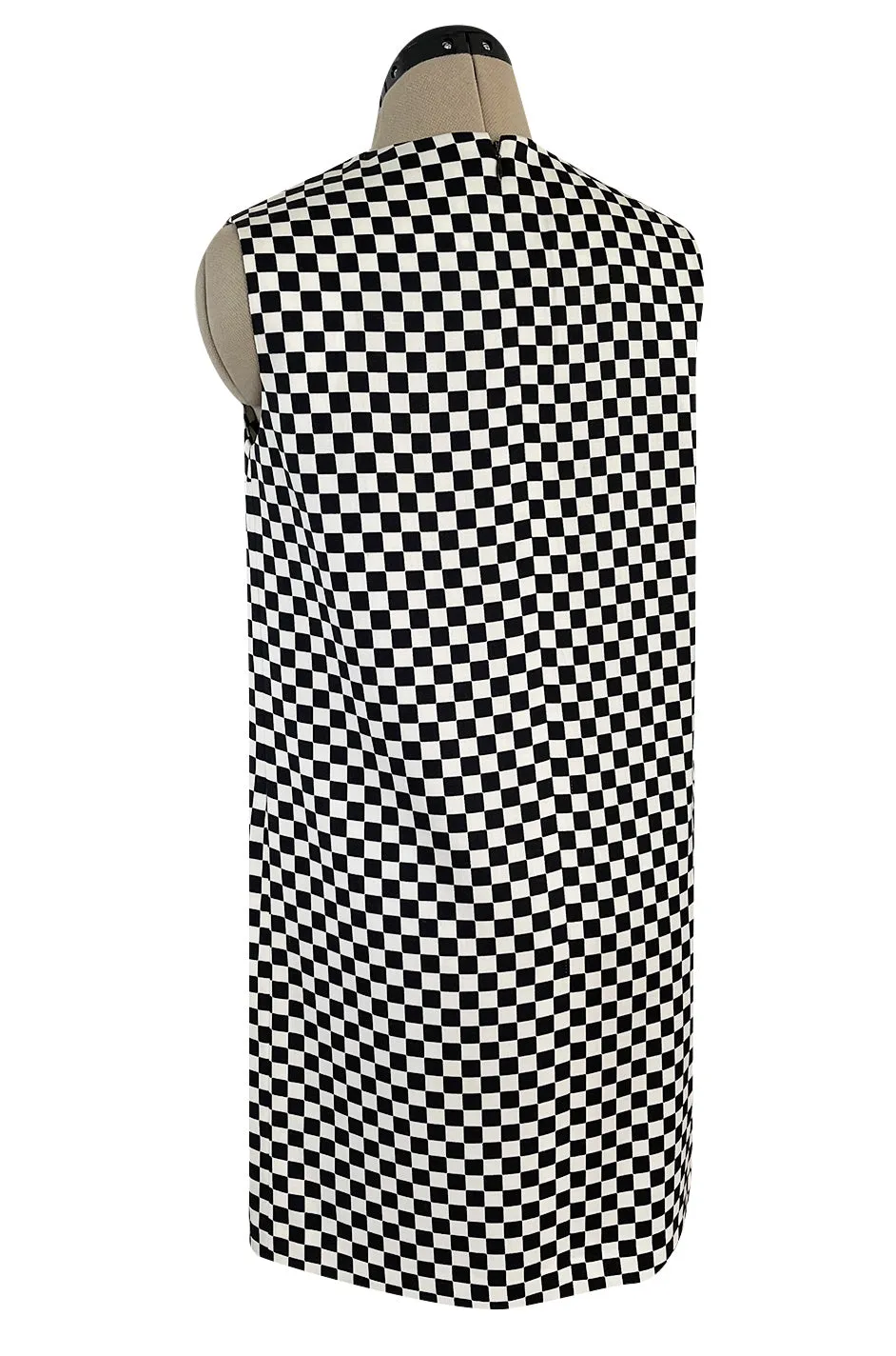 Rare Fall 1995 Gianni Versace Runway & Ad Campaign Black & White Check Shift Dress