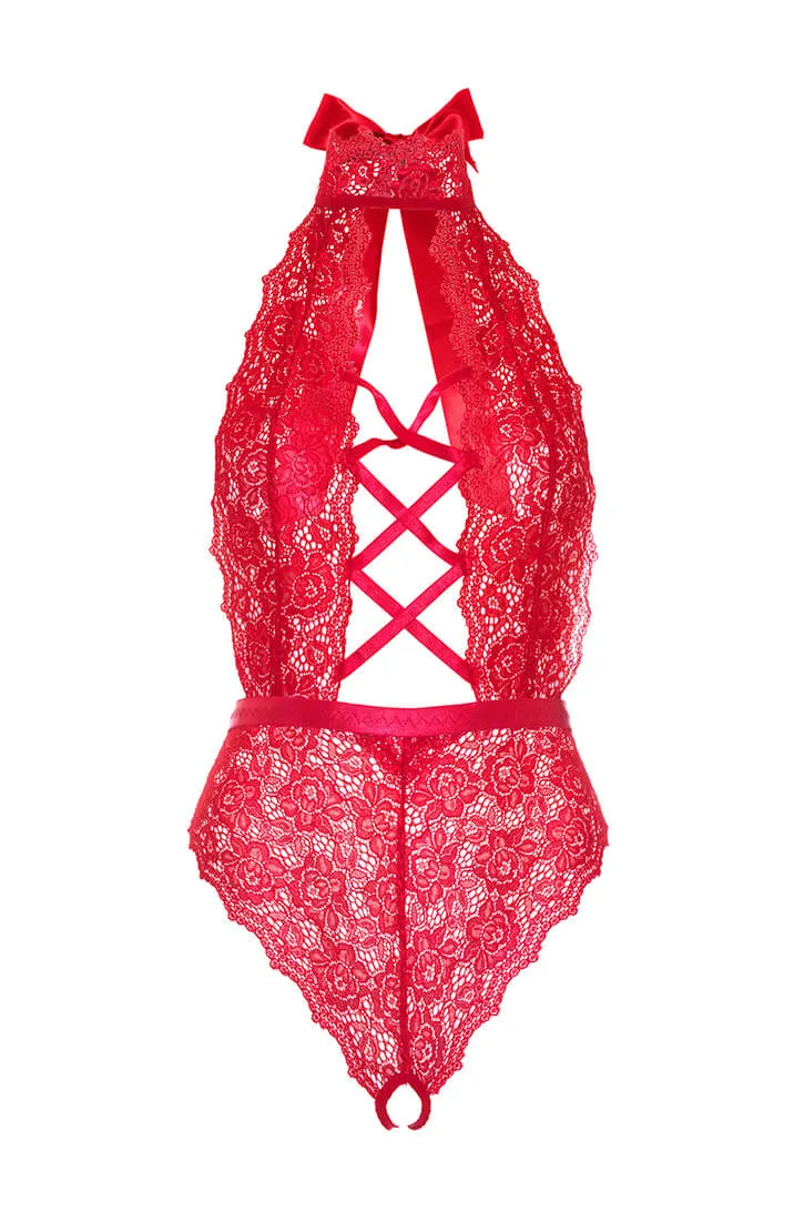 Red crotchless bodysuit - Seduce Me In Red