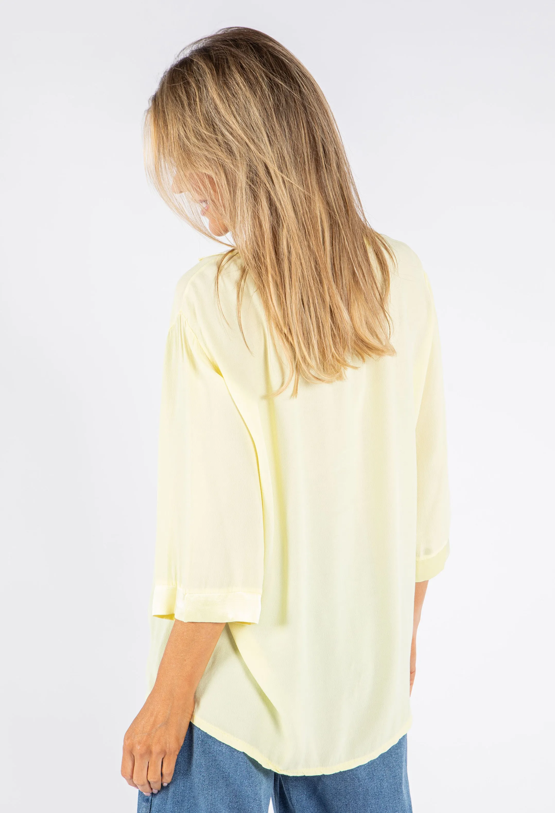 Relaxed Satin Feel V-Neck Top