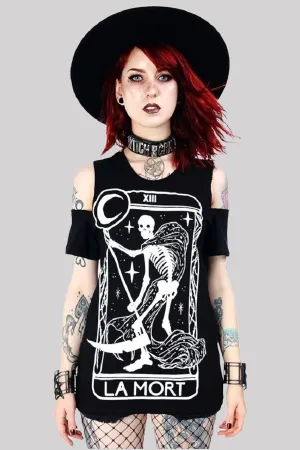 Restyle La Mort Death Goth Cold Shoulder Top