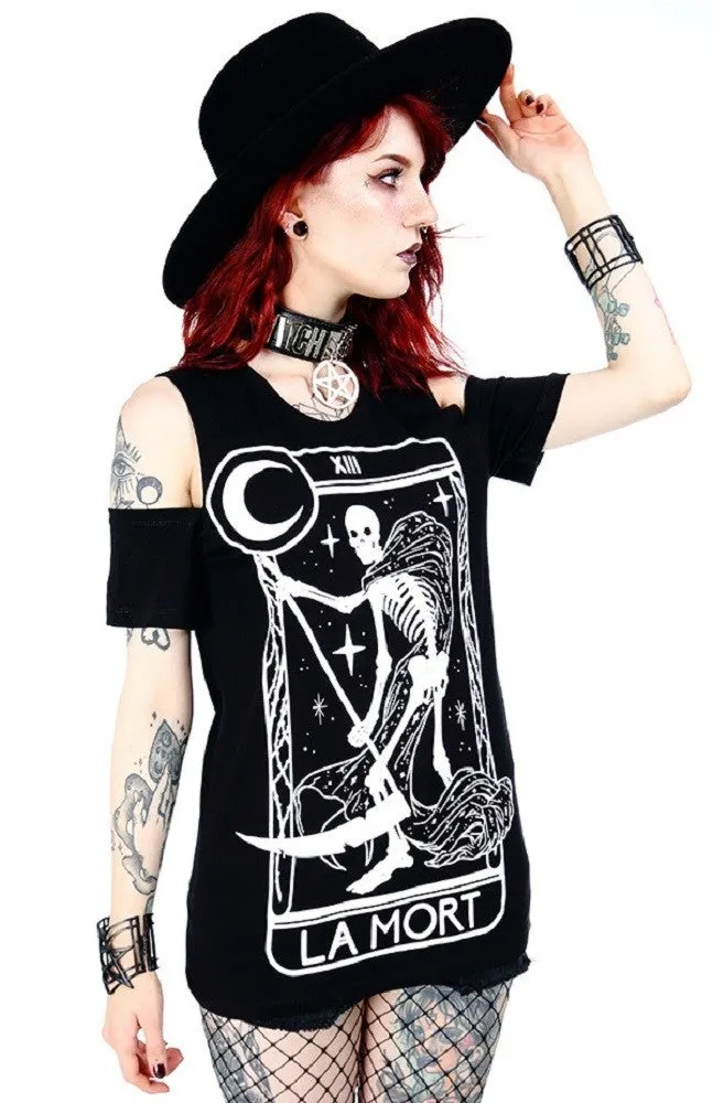 Restyle La Mort Death Goth Cold Shoulder Top