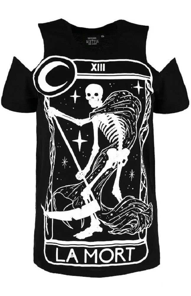 Restyle La Mort Death Goth Cold Shoulder Top
