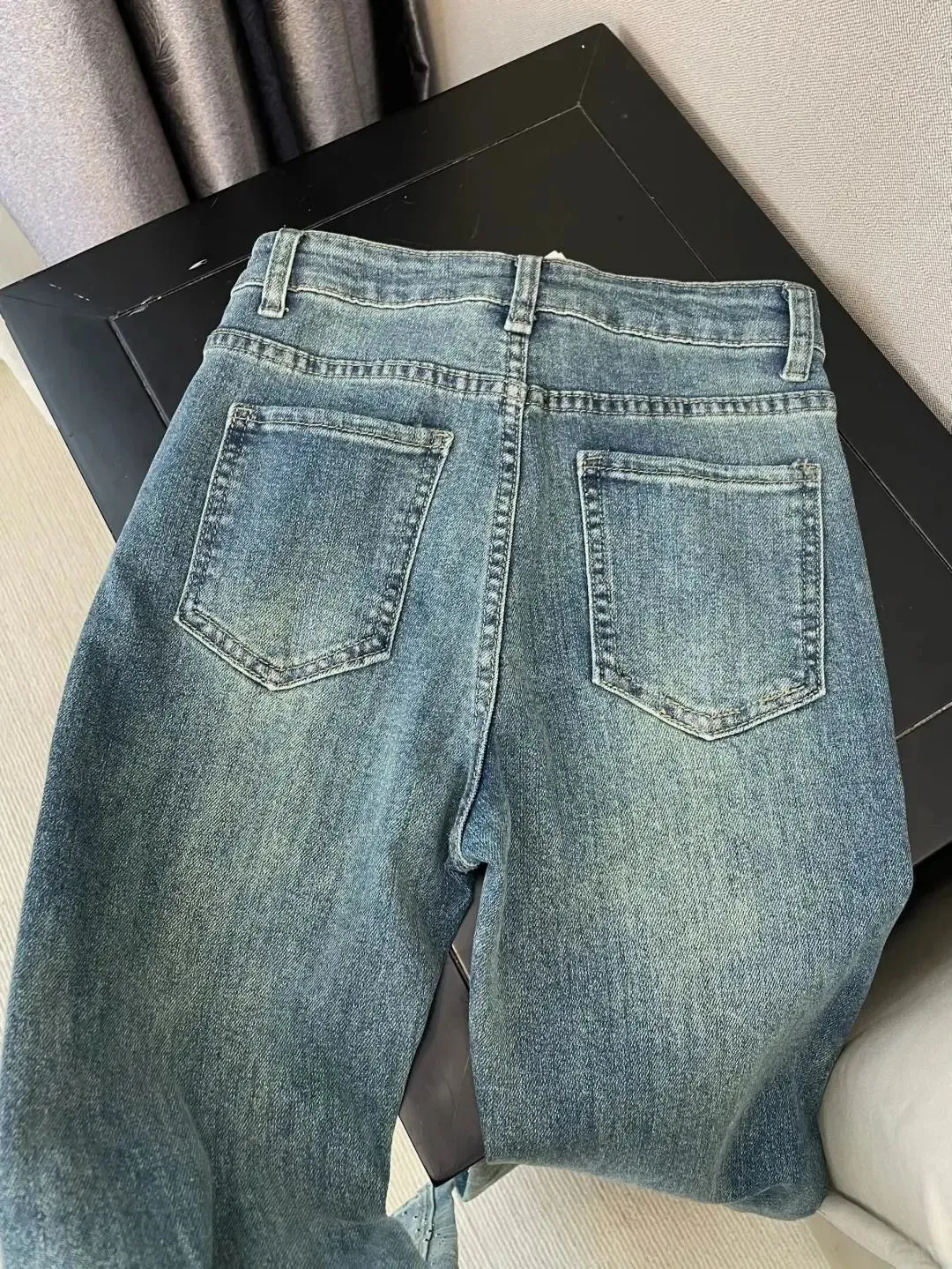Retro Washed High-Waisted Wide-Leg Jeans for Women
