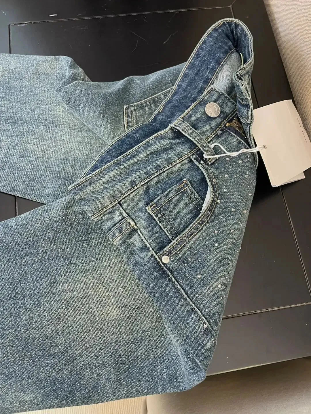 Retro Washed High-Waisted Wide-Leg Jeans for Women