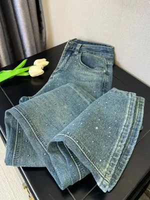 Retro Washed High-Waisted Wide-Leg Jeans for Women