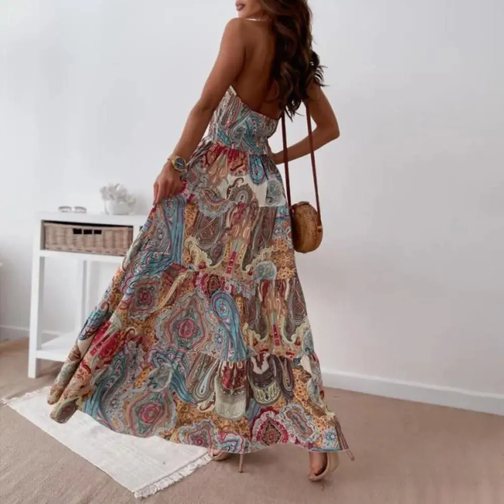 Rosaria - Effortless Backless Woman's Halter Dress